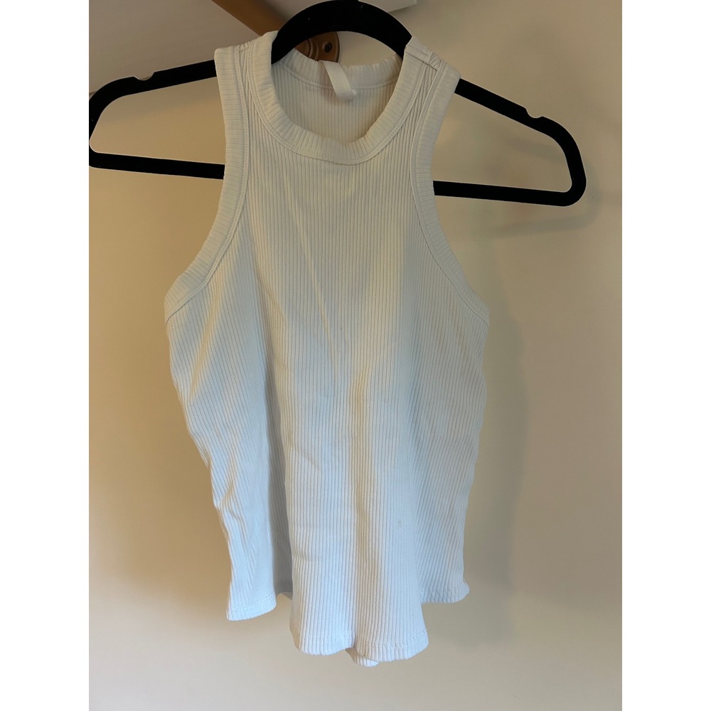 Fabletics Ribbed Racerback Tank Top White Athletic Athleisure Women Size S